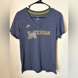 Women's Navy Blue Michigan Short Sleeve Nike T-Shirt Size M